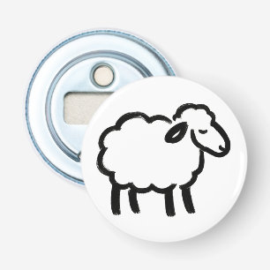 Black Line Sheep - Cosy Animal Ink Design auf Flaschenöffner