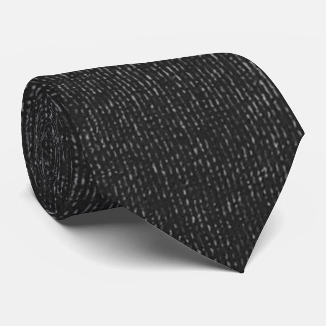 Black Linen Texture Neck Tie Krawatte (Gerollt)
