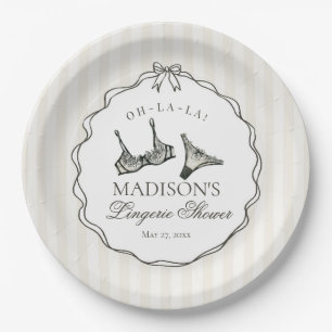 Black Lingerie Dusche Bachelorette Bridal Bow Pappteller