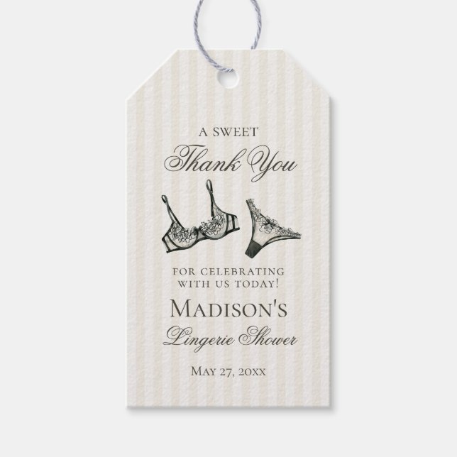 Black Lingerie Dusche Bachelorette Bridal Favor Geschenkanhänger (Vorderseite)