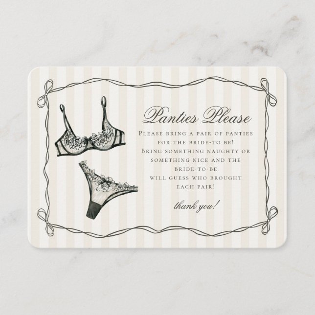 Black Lingerie Duschkabinen Bitte Einlage einladen Begleitkarte (Vorderseite)
