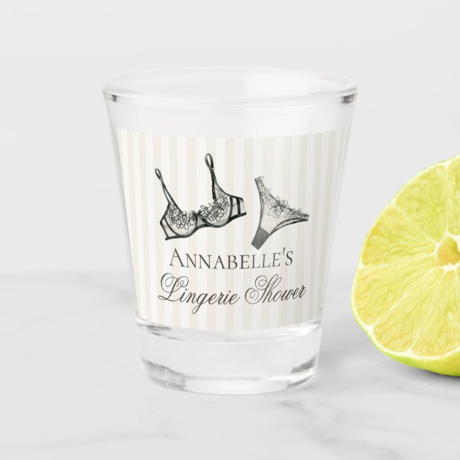 Black Lingerie Shower Bachelorette Party Favor Schnapsglas (Vorderseite)
