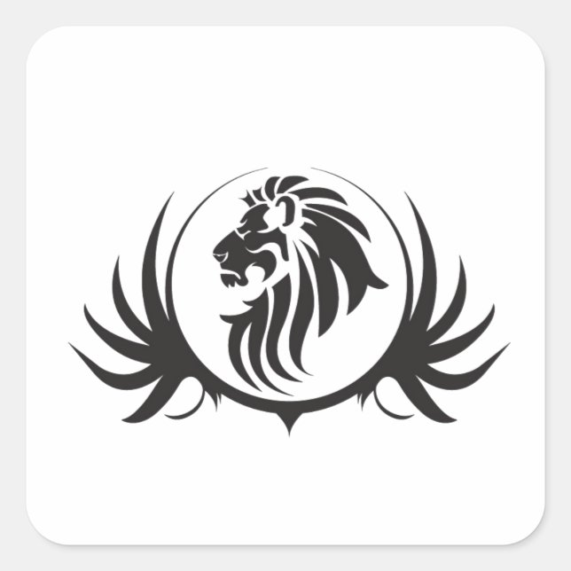 Black Lions Head Quadratischer Aufkleber (Vorderseite)