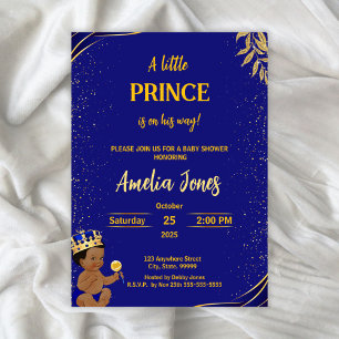 Black Little Prince Baby Shower Einladung Templat