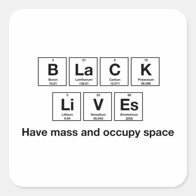 Black Lives - Chemische Symbole Glossy Stickers (Vorderseite)