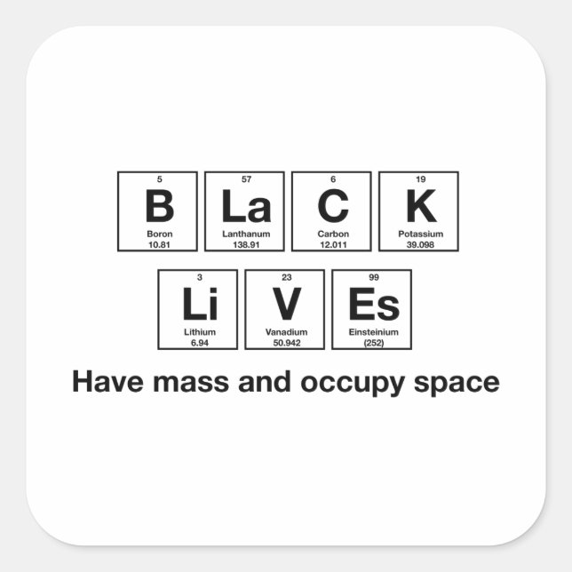 Black Lives - Chemische Symbole Glossy Stickers (Vorderseite)