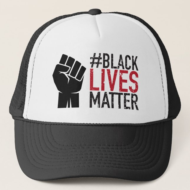 Black Lives Materie BLM erhöht Faustfick-Faust Truckerkappe (Vorderseite)