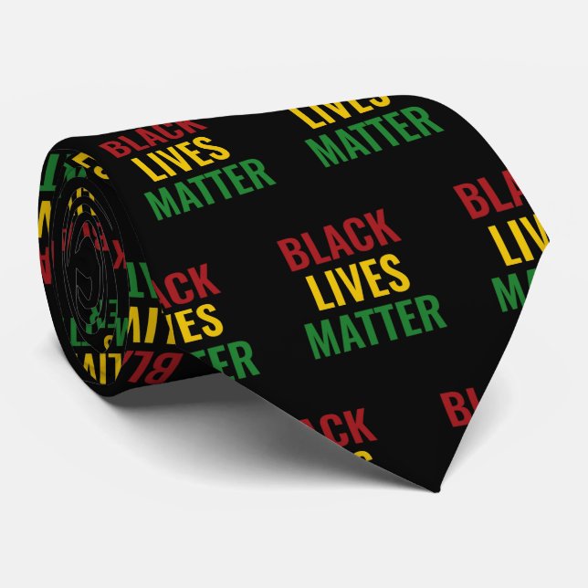 BLACK LIVES MATERIE BLM Red Yellow Green BHM Krawatte (Gerollt)