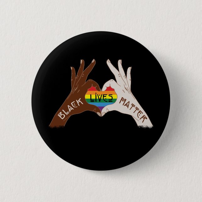 Black Lives Materie - BLM Regenbogen Button (Vorderseite)
