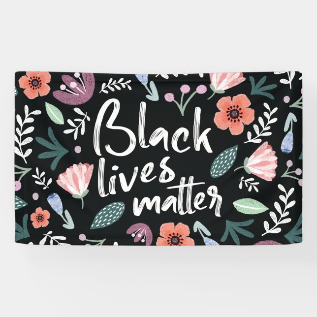 Black Lives Materie Floral Banner (Horizontal)