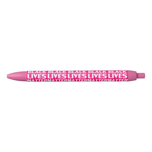 Black Lives Matt Hot Pink Typografie Muster Kugelschreiber (Vorderseite)