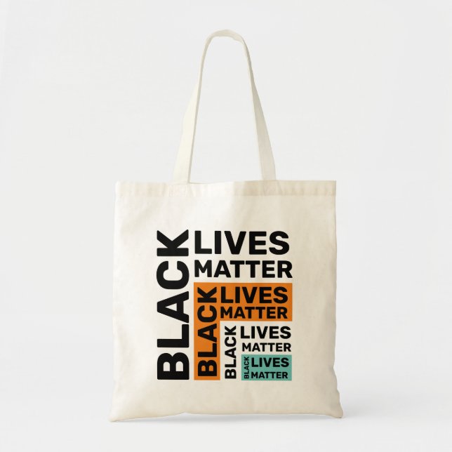 Black Lives Matter BlM Orange Blue Typografy Tragetasche (Vorne)