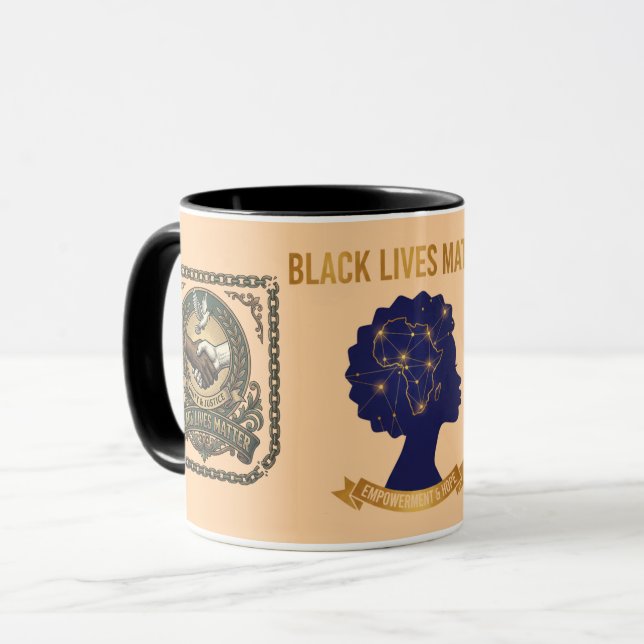 Black Lives Matter Einheit Gerechtigkeit Ermächtig Tasse (Vorderseite Links)