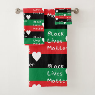 Black Lives Matter Panafrikanische Flagge Weißes H Badhandtuch Set