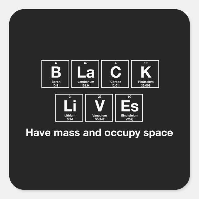 Black Lives - Symboles chimiques Stickers brillant (Devant)