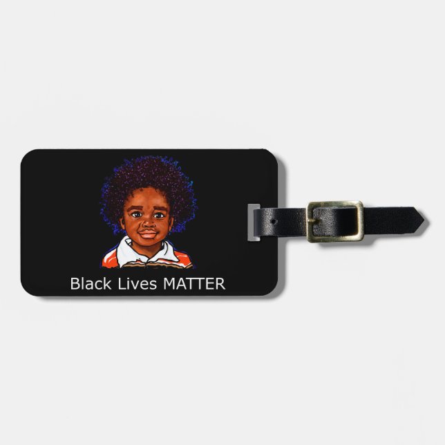 Black Living Matter Family Child Boy Rassismus Soh Gepäckanhänger (Vorderseite horizontal)