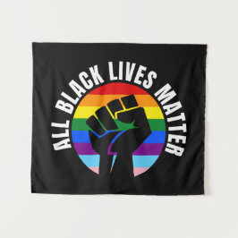 Black Living Matter Fist und LGBTQ Flag Wandteppich