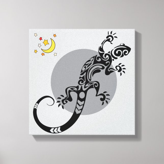 Black Lizard Abstract Pattern Canvas Art Leinwanddruck (Vorderseite)