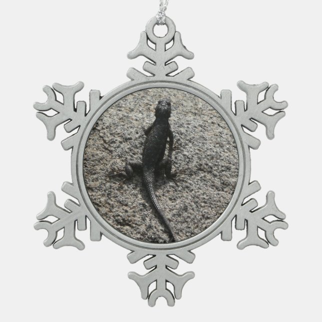 Black Lizard Schneeflocken Zinn-Ornament (Vorderseite)