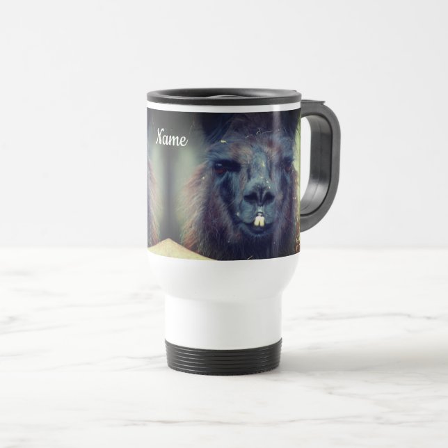 Black Llama Animal Personalisiert Reisebecher (VorderseiteRechts)