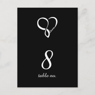 Black Love Heart Mariage Tableau Numéro Cartes