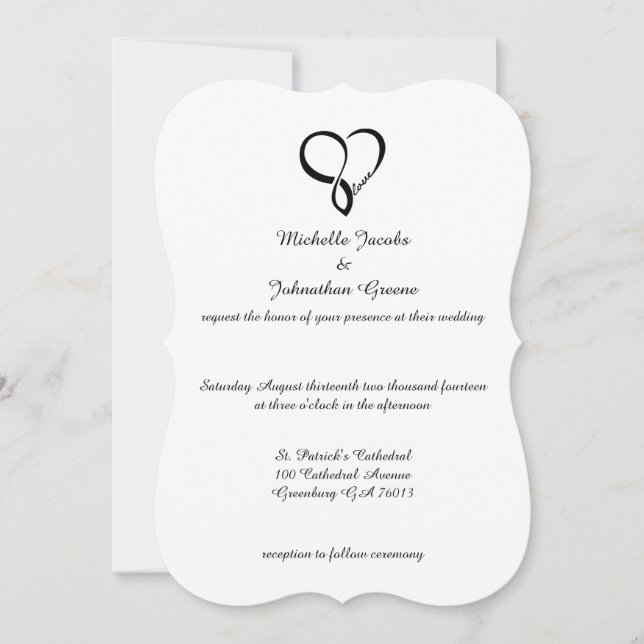 Black Love Heart Wedding Invitations (Devant)
