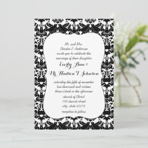 Black Lovebird Damask Wedding Einladung