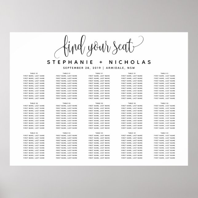 Black Lovely Script Typografy Wedding Poster (Vorne)