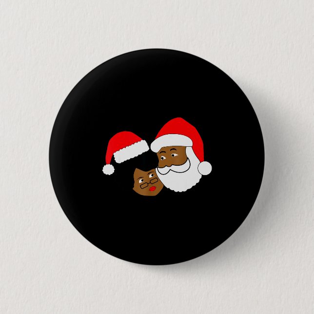Black Loving Santa Claus And Mrs. Claus Ethnic Chr Button (Vorderseite)