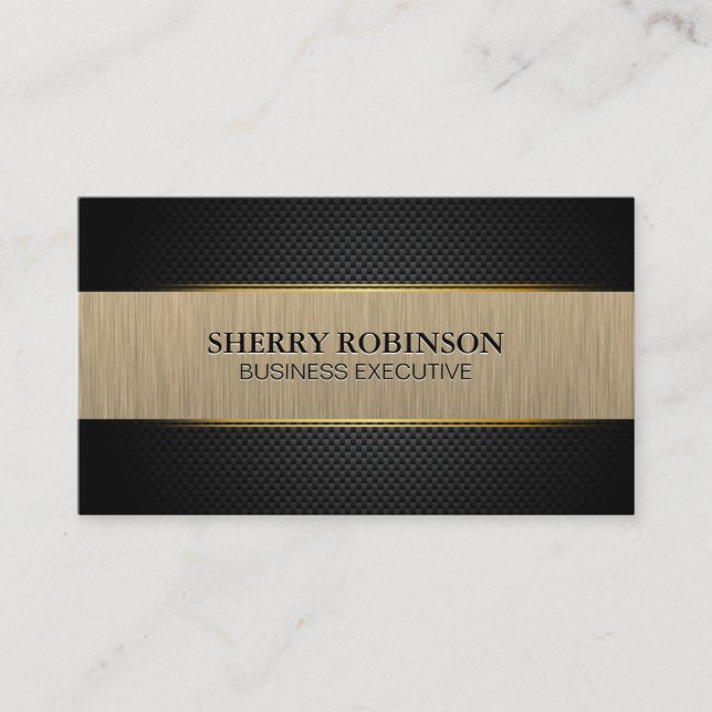 Black Lux Mesh | Banner mit metallischem Gold Visitenkarte (Vorderseite)