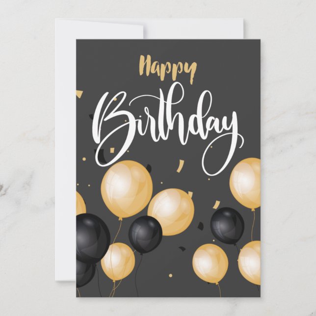 Black Luxury Happy Birthday Card Dankeskarte (Vorderseite)