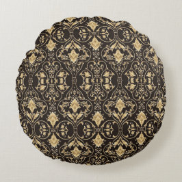 Black Luxury Patter Rundes Kissen