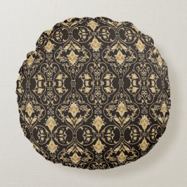 Black Luxury Patter Rundes Kissen