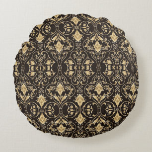 Black Luxury Patter Rundes Kissen