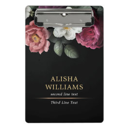Black Luxury Personalisiert Floral Mini Klemmbrett