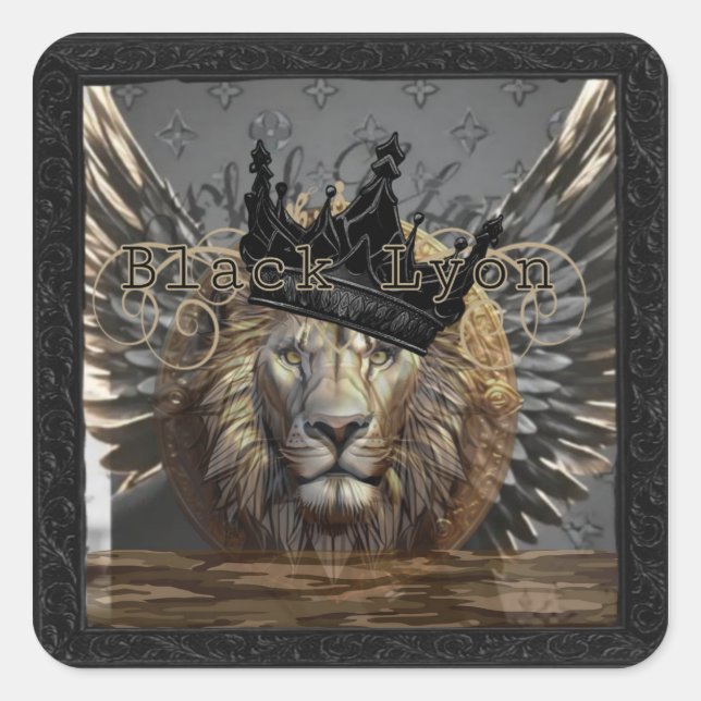 Black Lyon Bass Quadratischer Aufkleber (Vorderseite)
