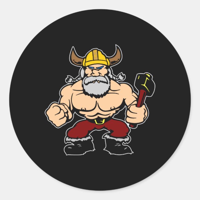Black Mad Viking Runder Aufkleber (Vorderseite)