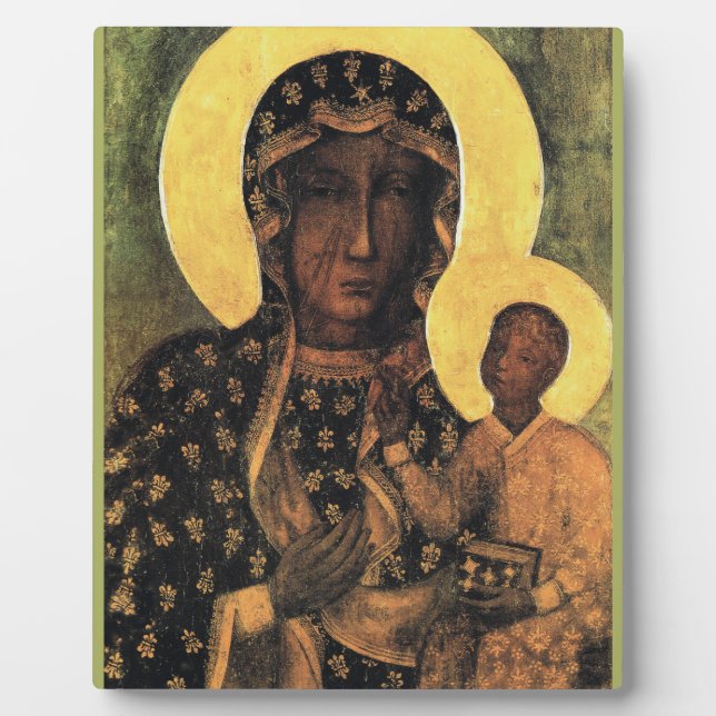 Black Madonna Jungfrau Mary Icon Polen Unsere Lady Fotoplatte (Vorderseite)