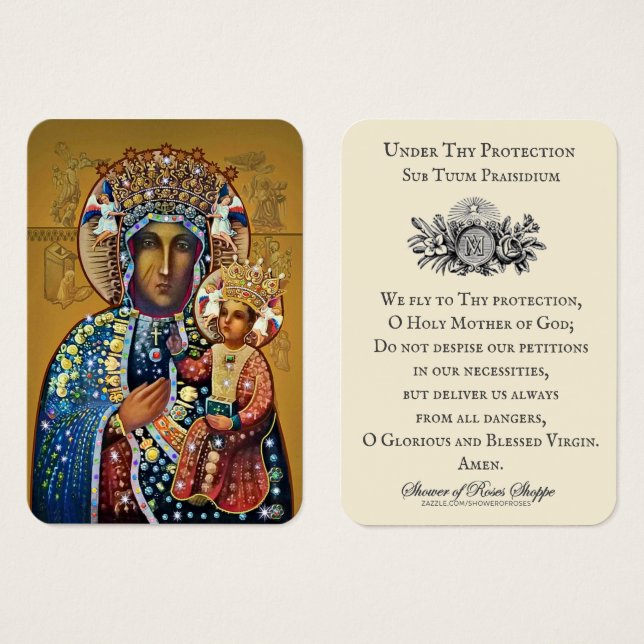 Black Madonna Jungfrau Mary Katholic Oldest Gebet (Vorne & Hinten)