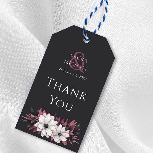 Black Magenta Floral Vielen Dank für Ihr Geschenk  Geschenkanhänger (Von Creator hochgeladen)