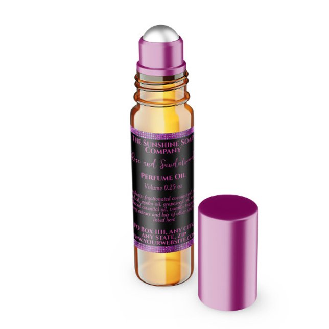 Black Magenta Glitzer Parfümerrolle Flaschenetiket Quadratischer Aufkleber (Von Creator hochgeladen)