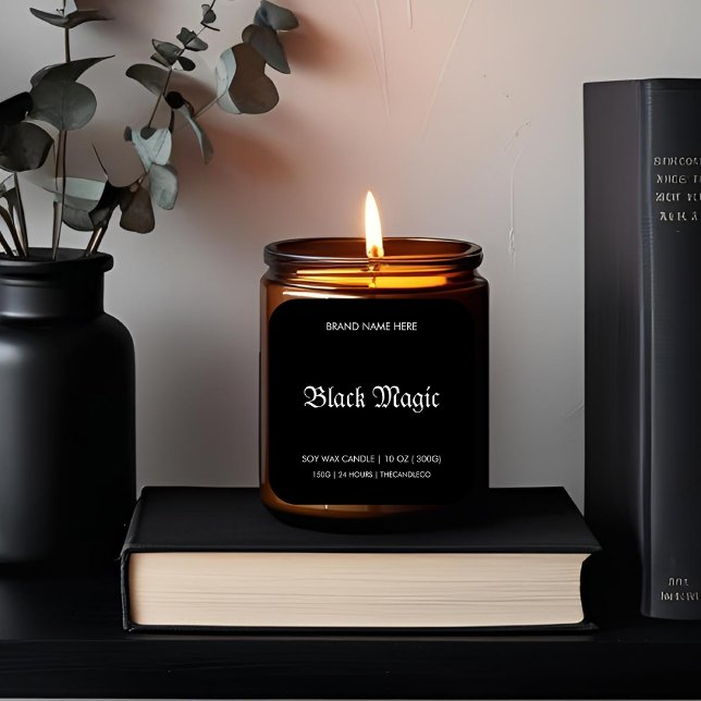 Black Magic Gothic Candle Label | Halloween Quadratischer Aufkleber (Von Creator hochgeladen)