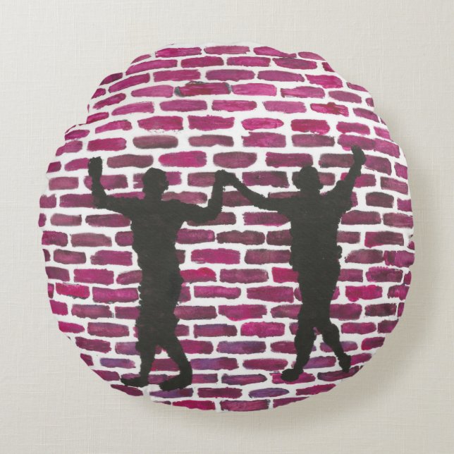 Black Magic Hollyhock by Yeshaya Dank Wood Wall Ar Rundes Kissen (Vorderseite)