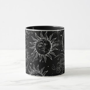 Black Magic Vintag Celestial Sun Moon Stars Tasse
