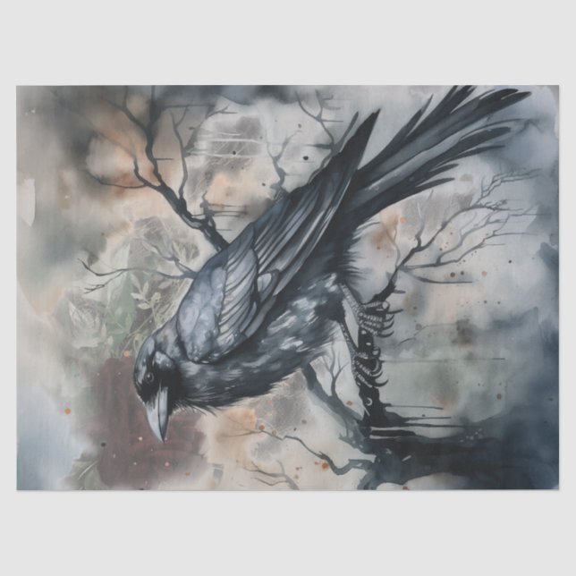 Black Majestic Raven Tissue Paper Seidenpapier (Vorderseite)