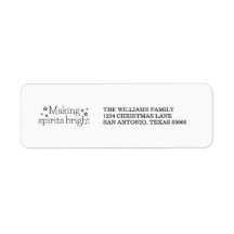 Black Making Spirits Bright Holiday Address Labels