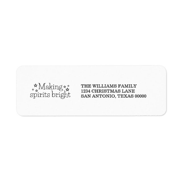 Black Making Spirits Bright Holiday Address Labels (Vorne)