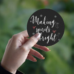 Black Making Spirits Bright Snow Flake Christmas Runder Aufkleber<br><div class="desc">Black Making Spirits Bright Snow Flake Christmas Classic Round Sticker   . The sticker  has a simple minimalist design with MAKING SPIRITS BRIGHT quote written in a pretty typography style  script font  on a black background   .  For any customization ,  feel free to contact me at mypaperlove2021@gmail.com</div>