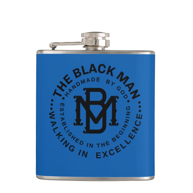 Black Man Emblem Liquor Vinyl Wrapped Flask Flachmann (Vorderseite)