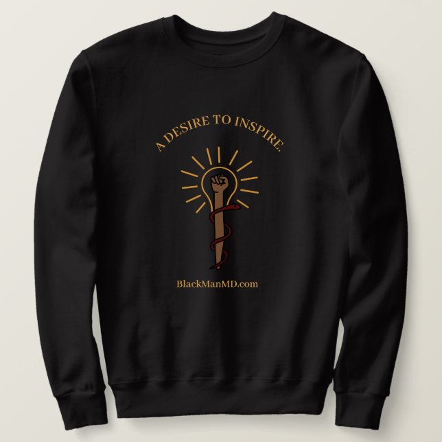 Black Man, M.D. Sweatshirt noir Unisex (Design devant)